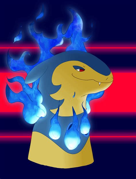 It kinda bothers me that shiny hisuian Typhlosion doesn't have blue flames, so I made a version ...