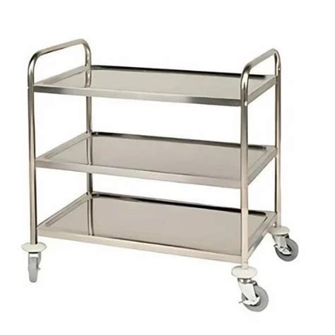 Stainless Steel Instrument Trolley Three Shelf SS Size 2 3 Feet At