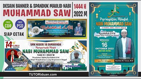 Free 3 Desain Banner Spanduk Maulid Nabi 1444h 2022 Siap Cetak Format Coreldraw Photoshop