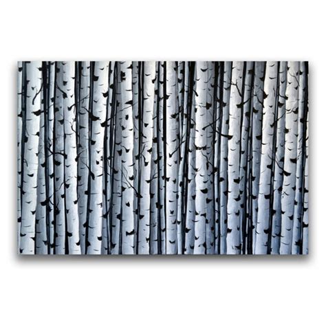 Black White Wall Art Birch Tree Painting Original By Zarasshop