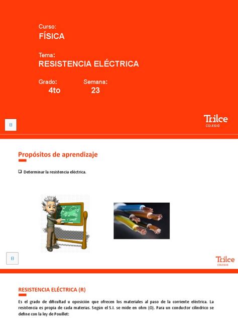 F 4to Resistencia Eléctrica Ppt Con Audio Pdf Resistencia Eléctrica Y Conductancia