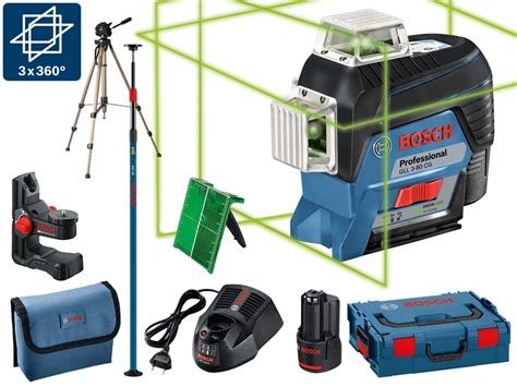 BOSCH GLL 3 80 CG laser krzyżowy liniowy zielony BM1 BT350 statyw