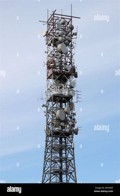 Telecommunication Tower With Many Different Antennas Stock Photo Alamy