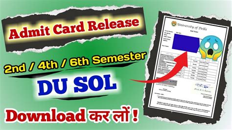 Du Sol Nd Th Th Semester New Admit Card Release Sol Admit