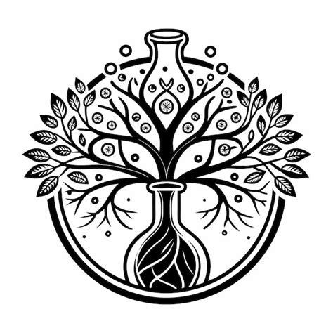 Premium Vector Modern Potion Tree Line Art Logo Illustration