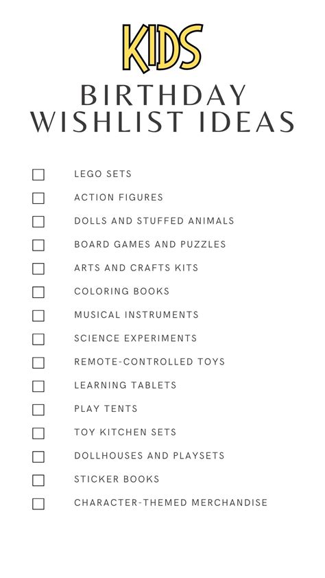 Printable List Of Birthday Wishlist Ideas - Printables Hub