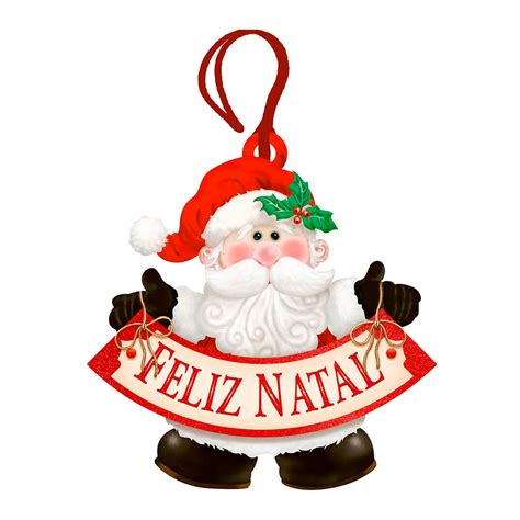 Enfeite Para Árvore De Natal Papai Noel Feliz Natal Mdf 9x8cm