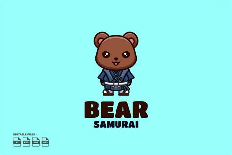 Samurai Bear Cute Kawaii Creative Mascot Graphic By Ajiwaluyo88