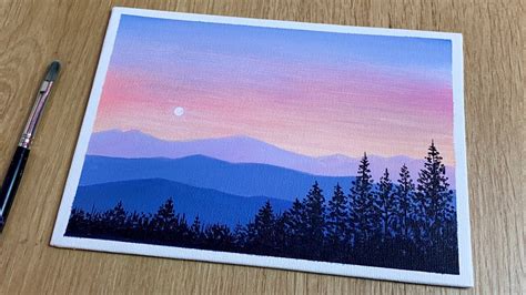 Sunset Forest Acrylic Painting For Beginners | Easy Simple Acrylic ...