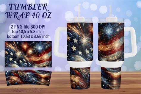 Patriotic 40 Oz Quencher Tumbler Wrap Graphic By Helene S Store