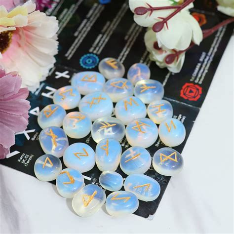 Buy Crocon Opalite Gemstone Engraved Rune Stones Set Pcs For