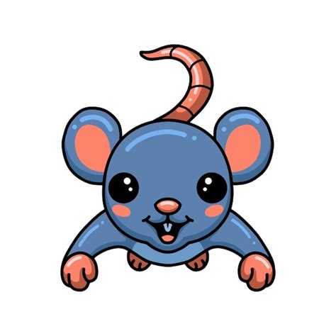 Mignon Petit Dessin Animé De Souris Sautant Vecteur Premium