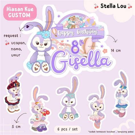 Jual Custom Nama Umur Hiasan Kue Stella Lou Topper Cake Happy