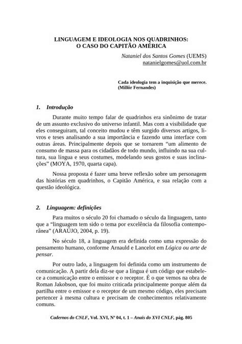 Pdf Linguagem E Ideologia Nos Quadrinhos O Caso Do … · No Livro