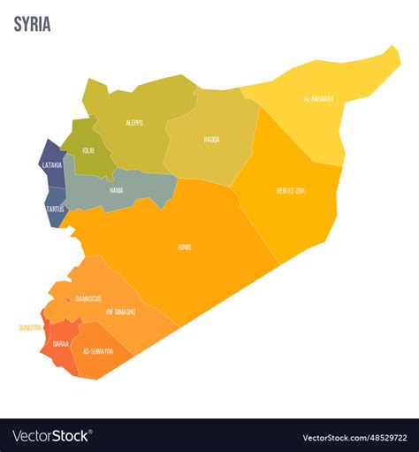 Syria political map of administrative divisions Vector Image