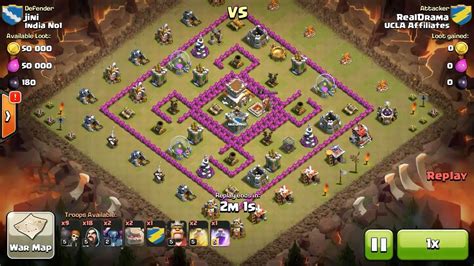 Clash Of Clans Th8 Vs Th8 Golem Wizard And Pekka Gowipe Clan War 3