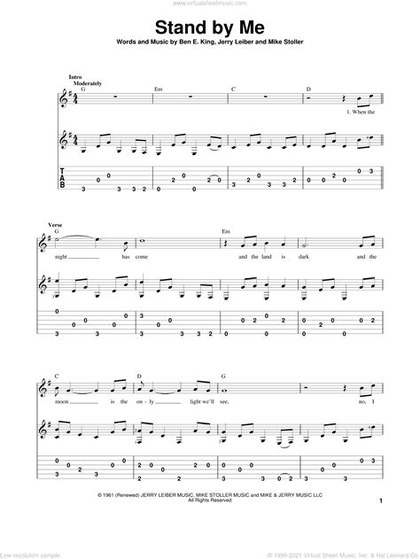 King Stand By Me Sheet Music Intermediate For Guitar Solo