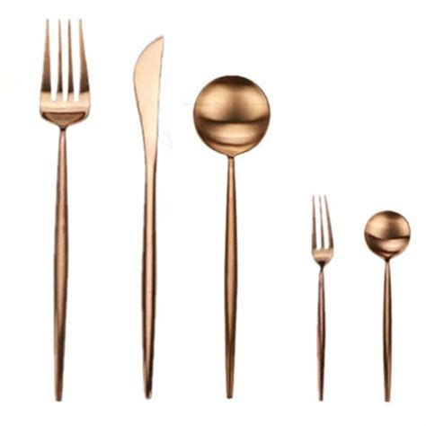 Jomu Matte Polished Piece Rose Gold Flatware Set Urban Kitchen