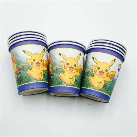 10pcslot Pokemon Go Disposable Cups Baby Shower Party Decoration