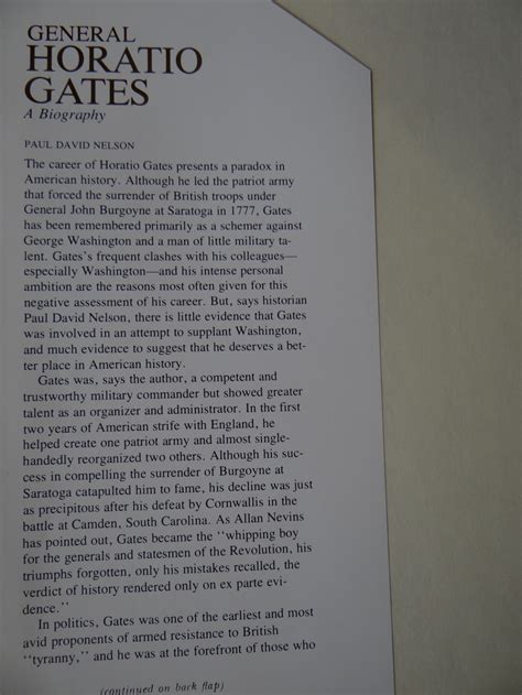 General Horatio Gates A Biography Paul David Nelson