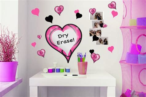 Swirly And Pink Black Heart Dry Erase Wall Decals Kids Room Mural Wall