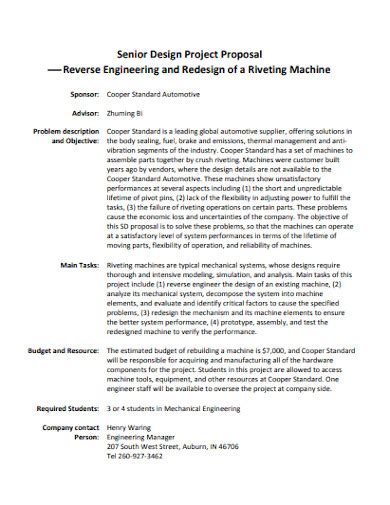 Mechanical Engineering Proposal Examples Format How To Finish Pdf