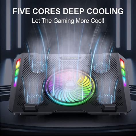 Cooler Para Laptop Gamer 5 Ventiladores RGB Ice Coorel A13