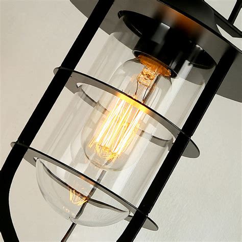 Black Single Wall Light Fixture Industrial Metal Wire Cage Wall Sconce