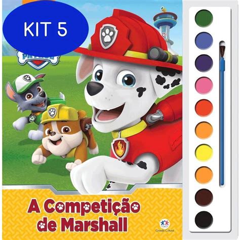 Kit 5 Livro Patrulha Canina Aquarela A Competição de Marshall Ciranda