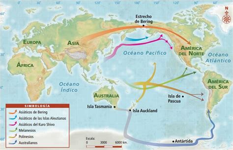 Detalle Imagen Planisferio De Poblamiento De America Segun Teoria Hot