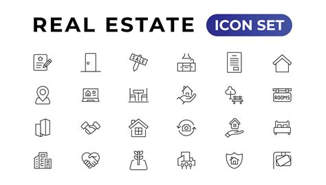 Real Estate Minimal Thin Line Web Icon Set Included The Icons As