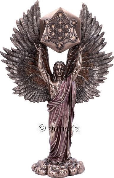 Vente Sculpture Figurine Archange Metatron Avec Cube Aspect Bronze