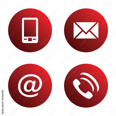 Vector Icon Set Red Spherical Communication Icons Mobile Phone