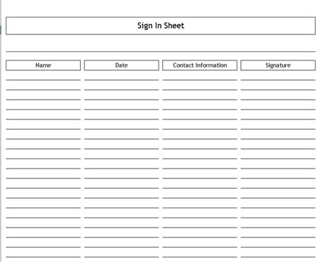 Printable Sign-In Sheet