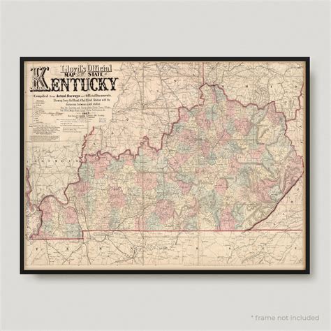 Rail Road Map of Kentucky, Historical Map of Kentucky, Antique Map of ...