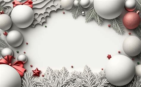 Premium Photo A White Christmas Frame With A Red Bow And Snowflakes