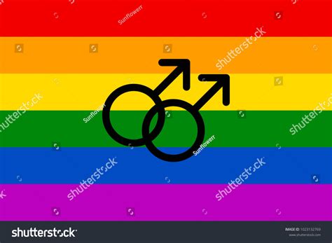 Rainbow Flag Movement Lgbt Men Symbol Flat Royalty Free Stock Photo