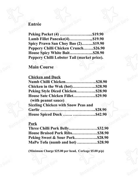 Menu At Szechuan Garden Restaurant St Leonards 1599 Pacific Hwy