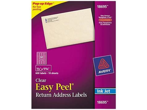 Avery Clear Easy Peel Return Address Labels Inkjet 23 X 1 34 600pack