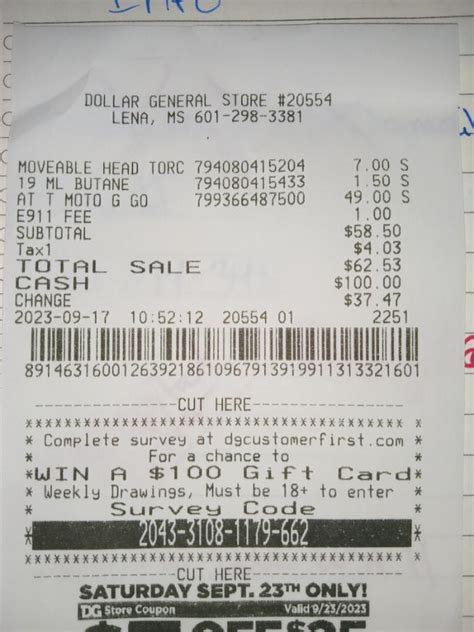 ‎Dollar general receipt for MDN 7692743411 | AT&T Community Forums