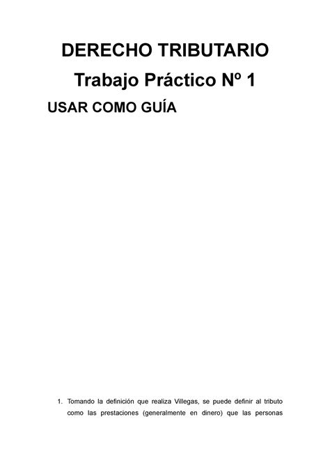 Tp Tributario Derecho Tributario Trabajo Pr Ctico N Usar Como