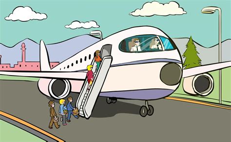 Passengers Boarding The Plane Cartoon Vector Vector Art At