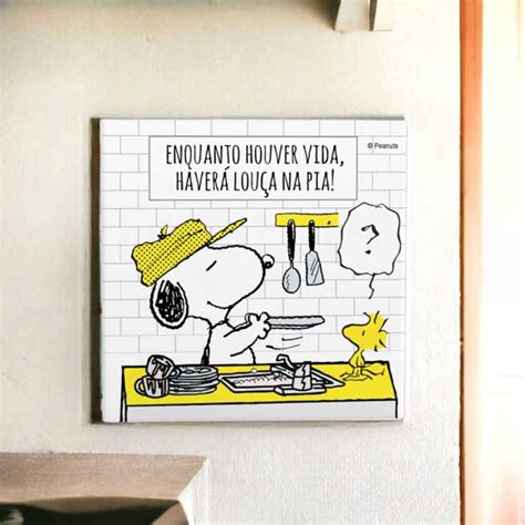 Azulejo Decorativo Para Cozinha Do Snoopy A Frase Enquanto Houver