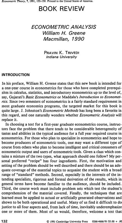 Econometric Analysiswilliam H Greene Macmillan 1990 Econometric