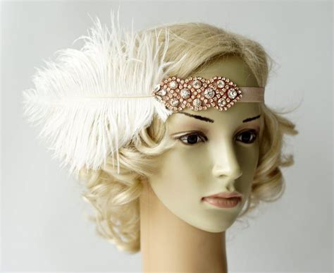 The Great Gatsby 20s Rose Gold Rhinestone Pearls Flapper Etsy