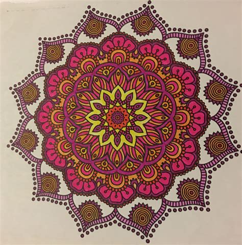 Mandala Colored With Gel Pens And Sharpie Markers Coloring By Judy