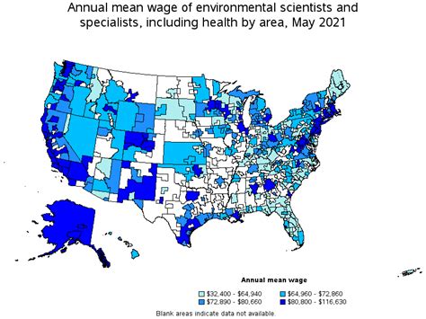 Map Of Annual Mean Wages Of Environmental Scientists And Specialists