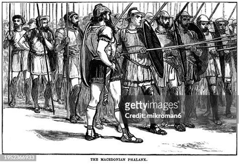 Old Engraved Illustration Of The Macedonian Phalanx An Infantry