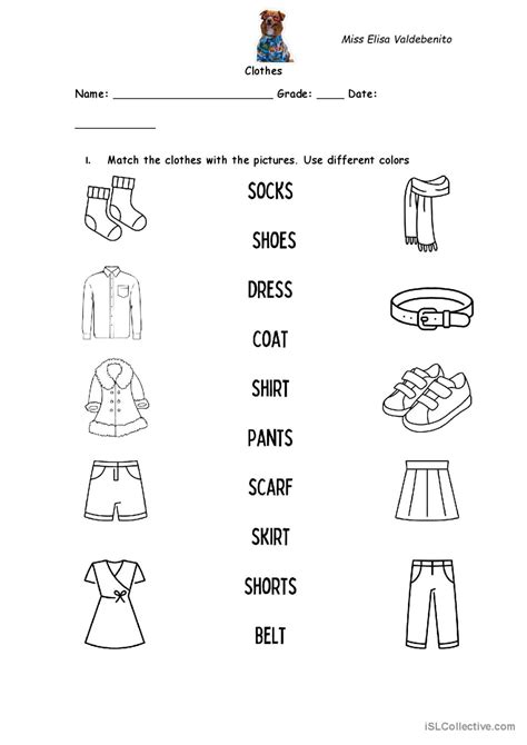 My Clothes Nd Grade General Vocabul English Esl Worksheets Pdf Doc