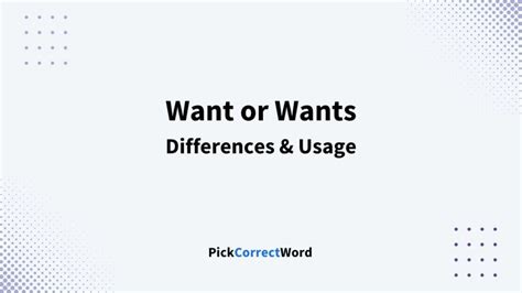Want Or Wants: How To Use Correctly 